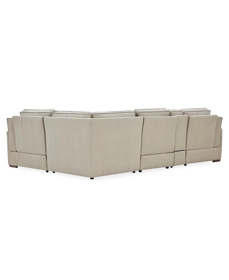 Aspen 2PM 5-Piece Leather Sectional Sofa Set (Laf Recliner, Raf Armless Chair, Console, Corner), Macy's Exclusive