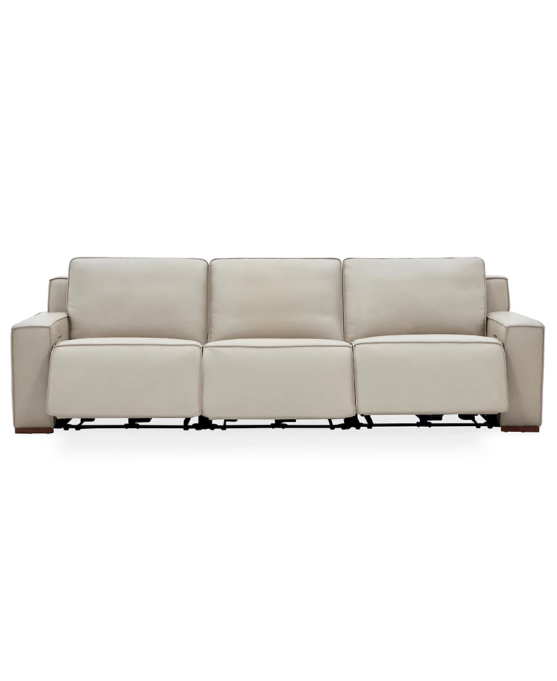 Aspen 3 Pm 3-Piece Leather Sofa Set (Laf Recliner, Raf Power Armless Recliner), Macy's Exclusive