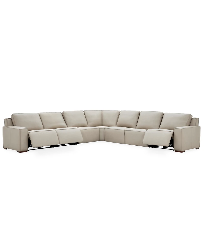 Aspen 3 Pm 5-Piece Leather L Sectional Sofa Set (Laf Recliner, Raf 2 Power Armless Chair, Corner), Macy's Exclusive