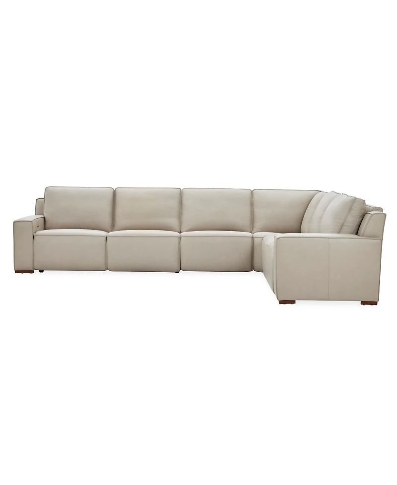 Aspen 3 Pm 6-Piece Leather L Sectional Sofa Set (Laf Recliner, Raf Armless 2 Chair, Corner), Macy's Exclusive