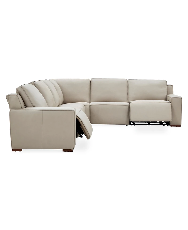Aspen 2 Pm 6-Piece Leather Sectional Sofa Set (Laf Recliner, Raf Armless Chair, Corner), Macy's Exclusive