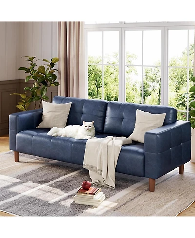 gaomon 3-Seater Sofa Couch, 83 in Wide Faux Leather Sofa Couch with Spring Cushion, Modern Sofa with Deep Seats and 2 Removable Back Cushions