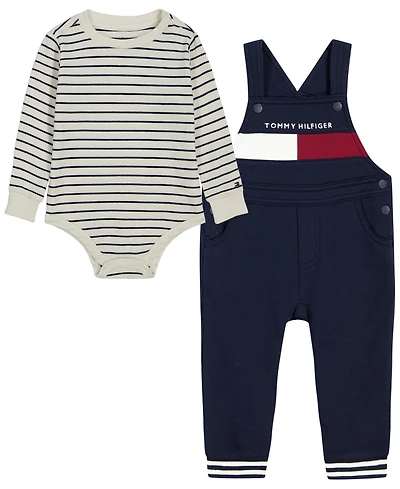 Tommy Hilfiger Baby Boys' Stripe Bodysuit and Overall, 2-Piece Set