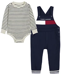 Tommy Hilfiger Baby Boys' Stripe Bodysuit and Overall, 2-Piece Set
