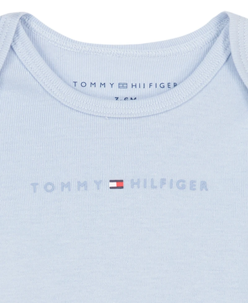 Tommy Hilfiger Baby Boys' Logo and Stripe Print Short-Sleeve Bodysuits, 4-Pack