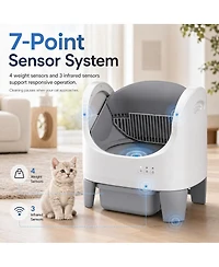Cumrige Automatic Self-Cleaning Cat Litter Box with App Control, Open-Top Design, Safety Sensors, Quiet Operation