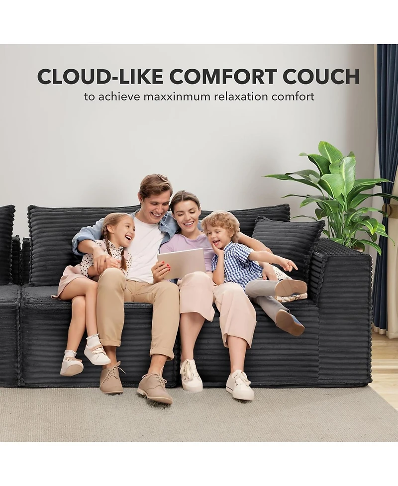 gaomon Cloud Sectional Couch with Chaise, Modular L-Shaped Sofa, Deep Seat Comfy Corduroy Memory Foam Couch,Upholstered Couches for Apartments