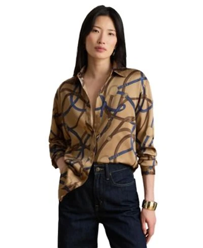 Lauren Ralph Lauren Womens Belting Print Collared Shirt