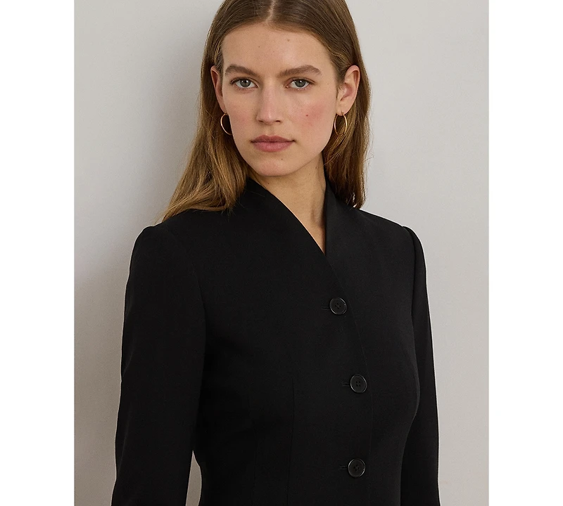 Lauren Ralph Women's Stretch Lightweight Curved Stand Collar Blazer