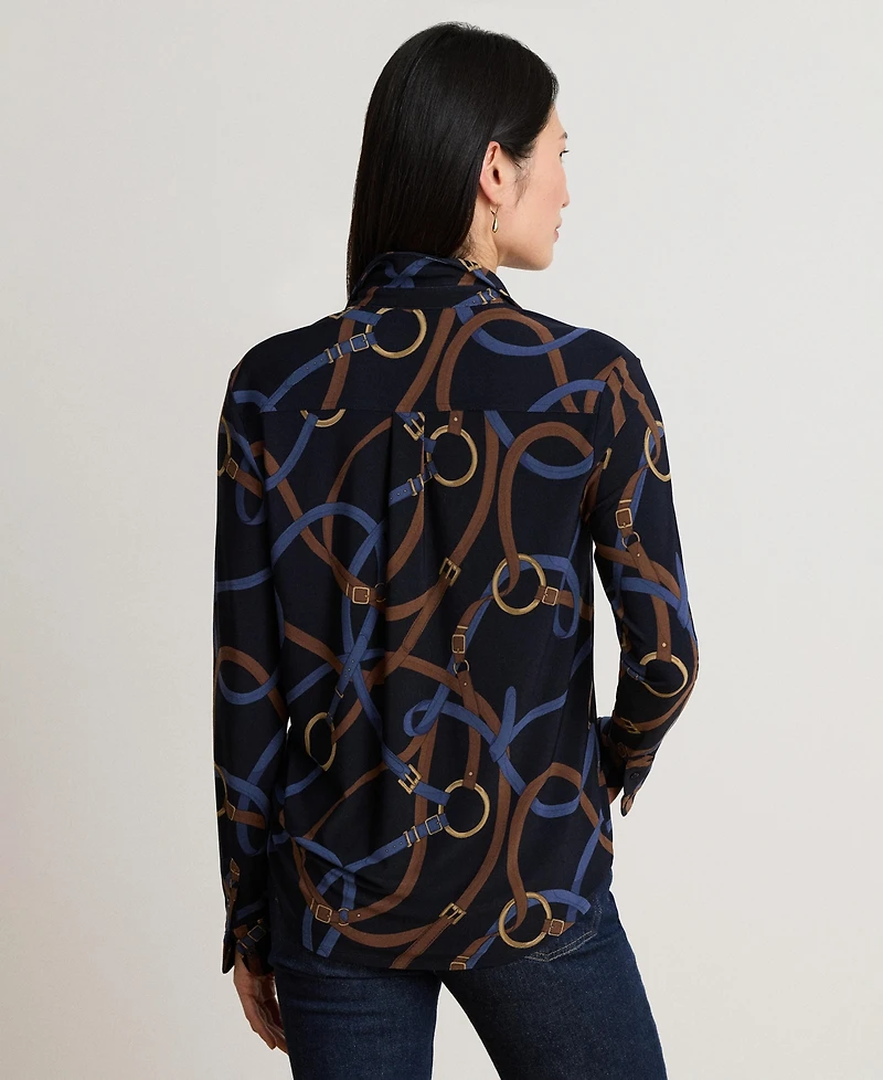 Lauren Ralph Women's Belting-Print Stretch Jersey Shirt