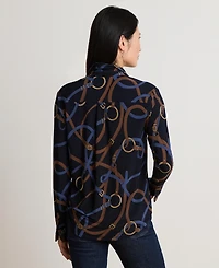 Lauren Ralph Women's Belting-Print Stretch Jersey Shirt