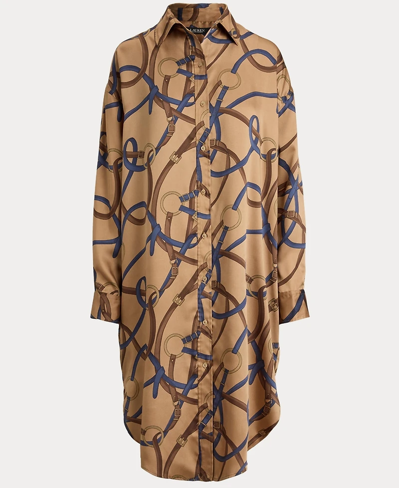 Lauren Ralph Women's Belting Print Collared Midi Dress