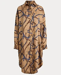 Lauren Ralph Women's Belting Print Collared Midi Dress