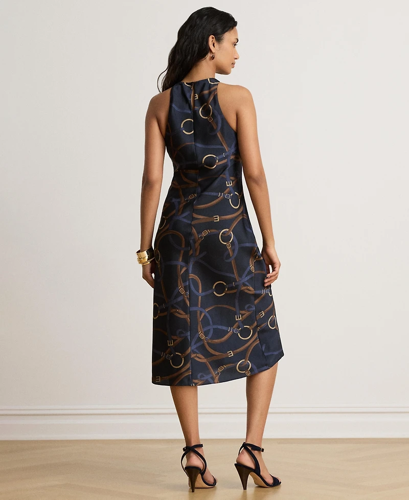 Lauren Ralph Women's Belting Print Sleeveless Crewneck Dress