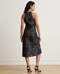 Lauren Ralph Women's Belting Print Sleeveless Crewneck Dress