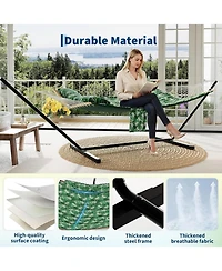 gaomon 2 Person Outdoor Hammock with Stand, Heavy Duty Portable Double Hammock with Balance Rope, Max 450 Lbs Capacity for Patio, Backyard, Garden