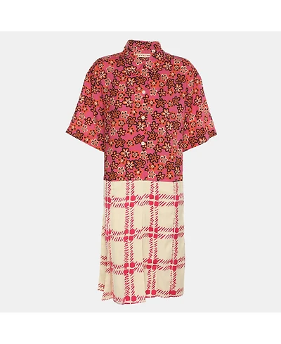 Pre-Owned Marni Women's Multicolor Lyocell And Linen Pleated Mini Dress