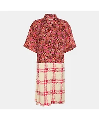 Pre-Owned Marni Women's Multicolor Lyocell And Linen Pleated Mini Dress