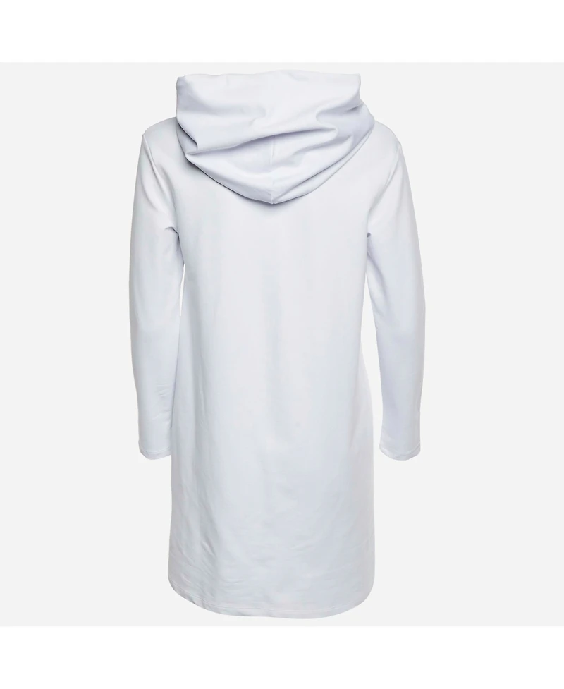 Pre-Owned Love Moschino Women's Logo Print Cotton Knit Hooded Sweatshirt Dress