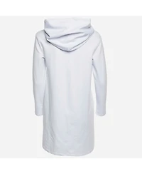 Pre-Owned Love Moschino Women's Logo Print Cotton Knit Hooded Sweatshirt Dress