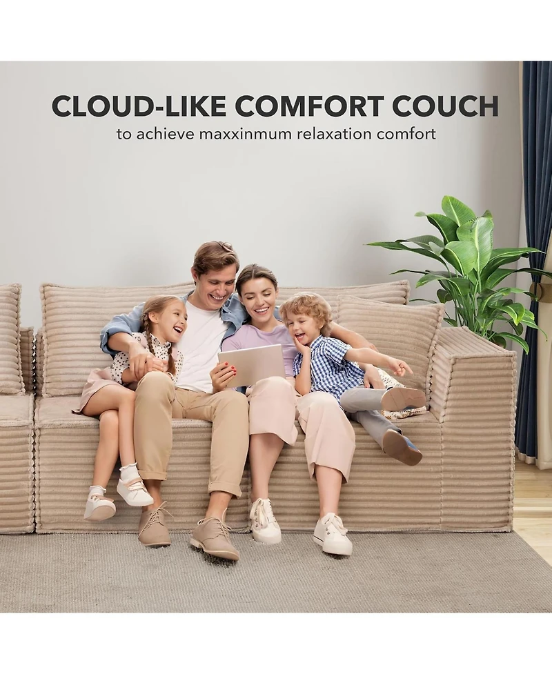 gaomon Modular Sectional Sofa, Cloud Sectional Couch with Deep Seat, Modern Modular U-Shape Sofa Couch with Ottomans