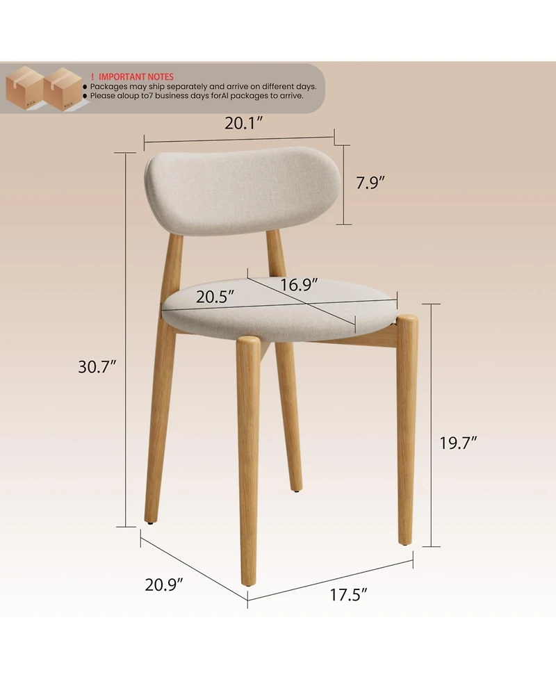 gaomon Wooden Dining Chairs Set of 6 - Modern Fabric Upholstered Kitchen Chairs with Wood Legs, Farmhouse Side Chairs for Dining Room Kitchen Vanity