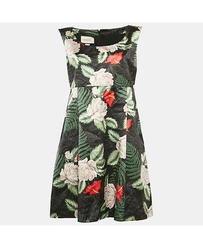 Pre-Owned Gucci Women's Printed Satin Silk Sleeveless Short Dress