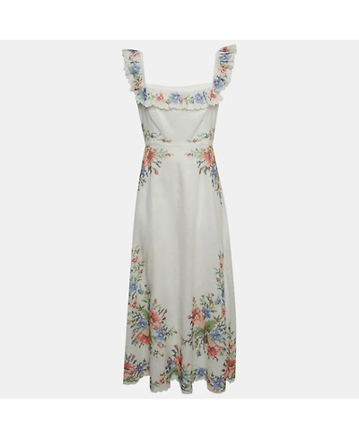 Pre-Owned Zimmermann Women's Linen Cross Stitch Off Shoulder Dress
