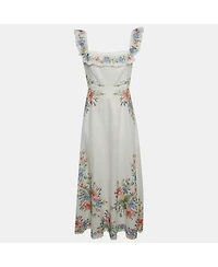 Pre-Owned Zimmermann Women's Linen Cross Stitch Off Shoulder Dress