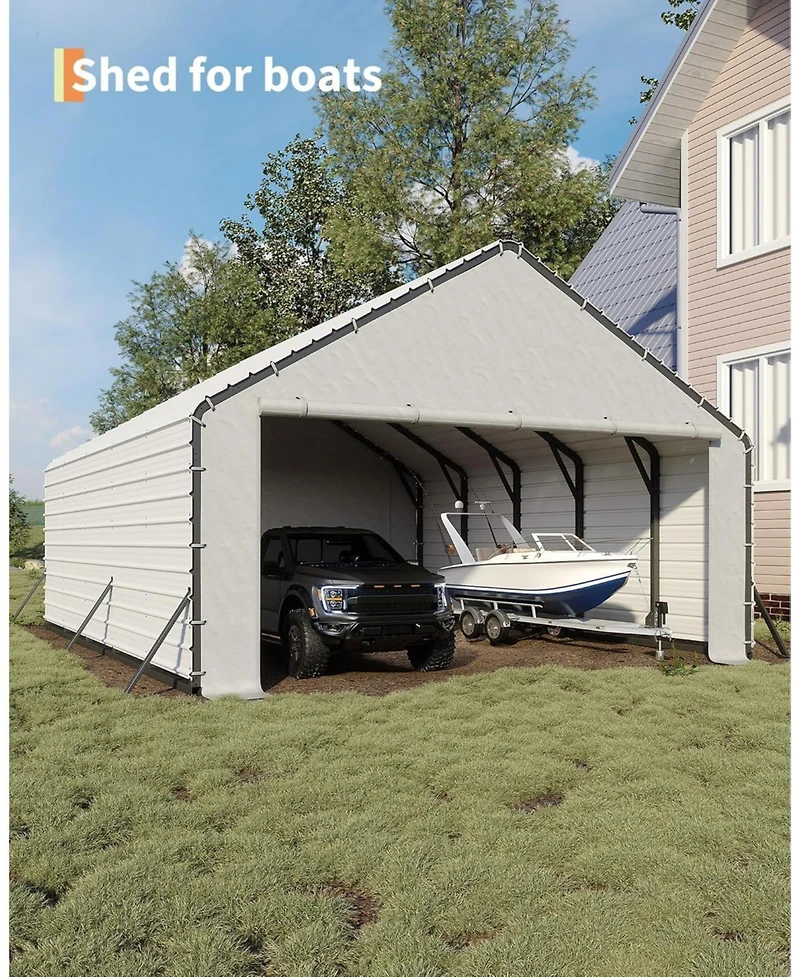 gaomon Door Panels with Zippers Tarp for Metal Carport, 2 Pcs Door Panel with 40 Ball Bungees