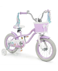 Slickblue Adjustable Mermaid-Inspired Princess Bike with Basket & Streamers, 14", 110 Lbs., Ages 3+