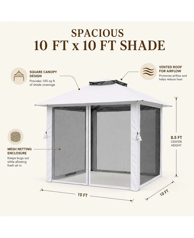 gaomon 10x10 Feet Outdoor Gazebo with Mesh Netting - Metal Frame Patio Canopy, Open Shelter for Garden, Backyard and Patio, 100 Sq Ft