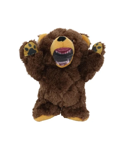 Mighty Jr Angry Animals Bear, Durable Plush Squeaky Dog Toy