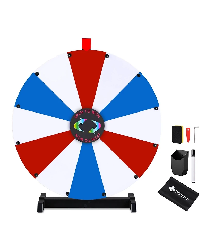 WinSpin 24" Display Prize Wheel Blue and Red and White Diy Tabletop 12 Slot Modular Custom Spinning Wheel Pop Up Trade Show
