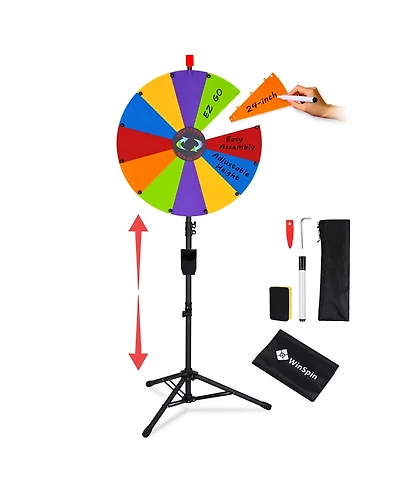 WinSpin 24" Diy Modular Prize Wheel 12 Slots with Floor Stand Height Adjustable for Carnival Spinner Game Events School