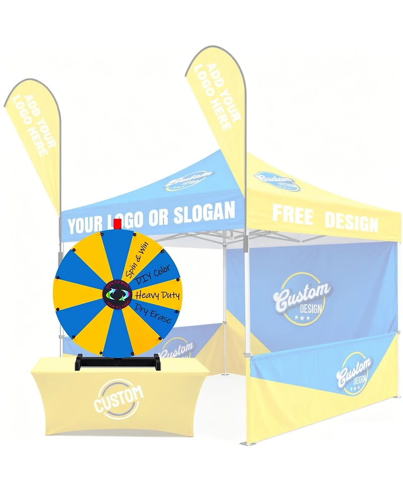 WinSpin 24" Pop Up Display Tabletop Prize Wheel and Trade Show Display Spinning Wheel 12 Slots for Outdoor Booths Exhibition Events