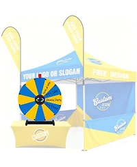 WinSpin 24" Pop Up Display Tabletop Prize Wheel and Trade Show Display Spinning Wheel 12 Slots for Outdoor Booths Exhibition Events