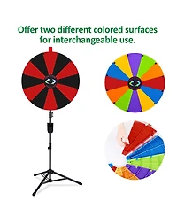 WinSpin 24" Pop Up Displays Spinning Prize Wheel Black and Red Adjustable Height Diy Modular Spin Doodle Game for Events