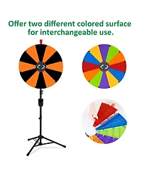 WinSpin 24" Display Prize Wheel Black and Diy Tripod 12 Slot Modular Custom Spinning Wheel for Pop Up Trade Show