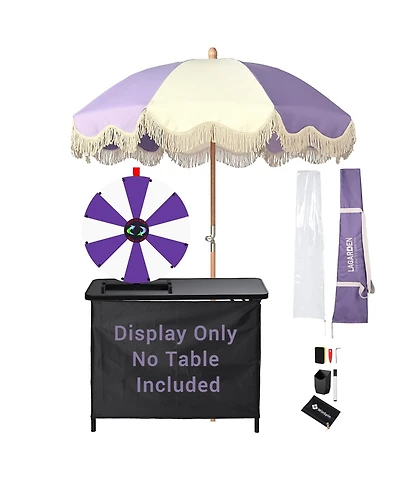 WinSpin 24" Modular Prize Wheel Tabletop with Palm Springs Purple Patio Umbrella for Outdoor Pop-up Shop Craft Booth