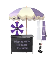 WinSpin 24" Modular Prize Wheel Tabletop with Palm Springs Purple Patio Umbrella for Outdoor Pop-up Shop Craft Booth