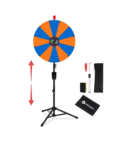 WinSpin 24" Display Prize Wheel and Blue Diy Floor Stand 12 Slot Modular Custom Spinning Wheel Pop Up Trade Show