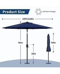 gaomon Patio Umbrella with Crank Lift and Push Button Tilt – 8 Sturdy Ribs, Uv Protection – Outdoor Market Table Parasol for Garden, Deck, Yard, Pool