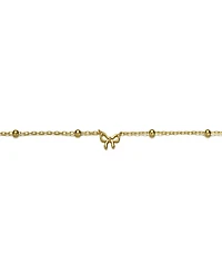 GiGiGirl 14k Yellow Gold Plated Adjustable Bracelet with Ribbon Charm and Beads for Kids