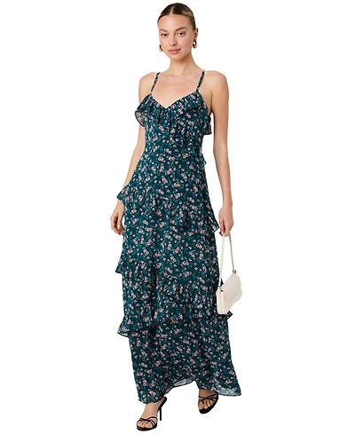 French Connection Women's Printed V-Neck Maxi Dress