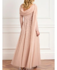 Needle & Thread Women's Moonlight Sequin Draped Long Sleeve Gown
