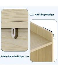 gaomon 2 Set of Toy Storage Organizer with Movable Drawers, Bookshelf with Hidden Wheels and 5 Open Cubbies, Multifunctional Floor Storage