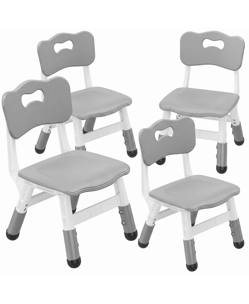 gaomon 4 Set of Height-Adjustable Plastic Chairs, Ergonomic Backrest, Non-Slip Feet, Durable, for Home, Kindergarten and Classroom Activities