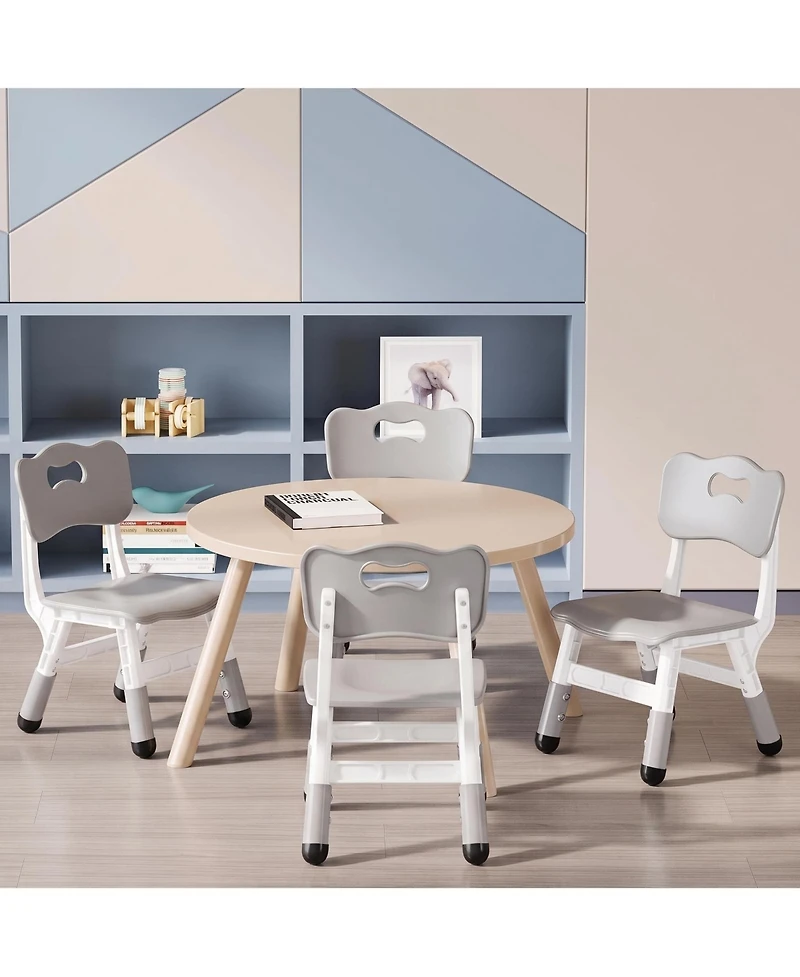 gaomon 4 Set of Height-Adjustable Plastic Chairs, Ergonomic Backrest, Non-Slip Feet, Durable, for Home, Kindergarten and Classroom Activities