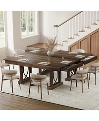 gaomon 8-Ft Dining Table for 6-8 with 2 Drawers, Rectangular Kitchen Table with Double Pedestal